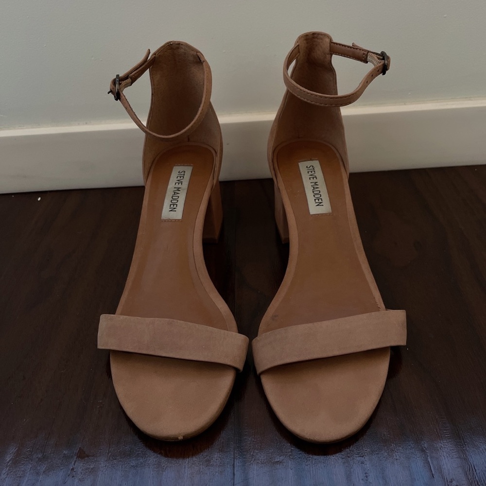 Steve Madden Ankle Strap Suede Sandals in Nude